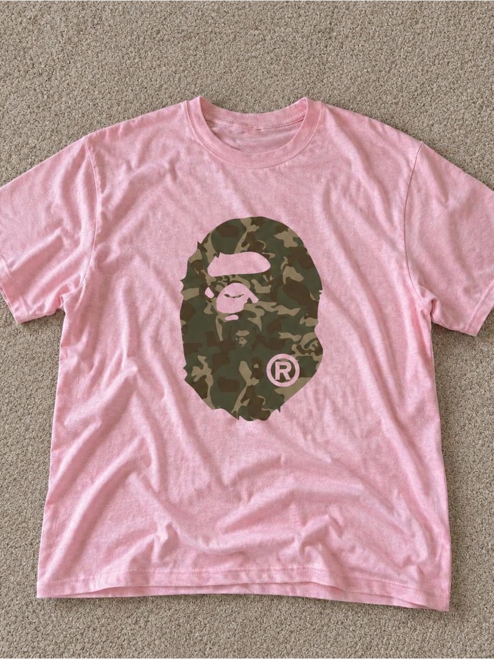 Gildan Reprint Light Pink Short Sleeve Tee with Camo Ape Logo